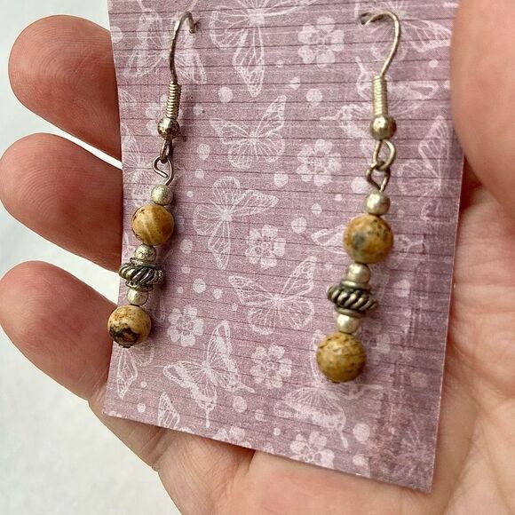 3/$15 Jasper Stone and Silver Dangle Earrings - Picture 3 of 4